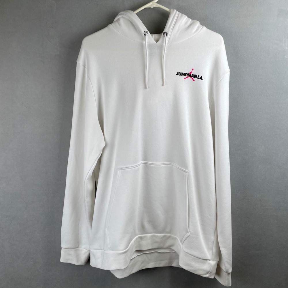 Jordan Jumpman LA Flights Over Los Angeles Hoodie White Pink Rare Streetwear XL